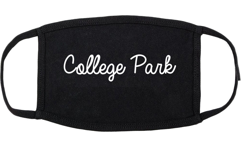 College Park Maryland MD Script Cotton Face Mask Black