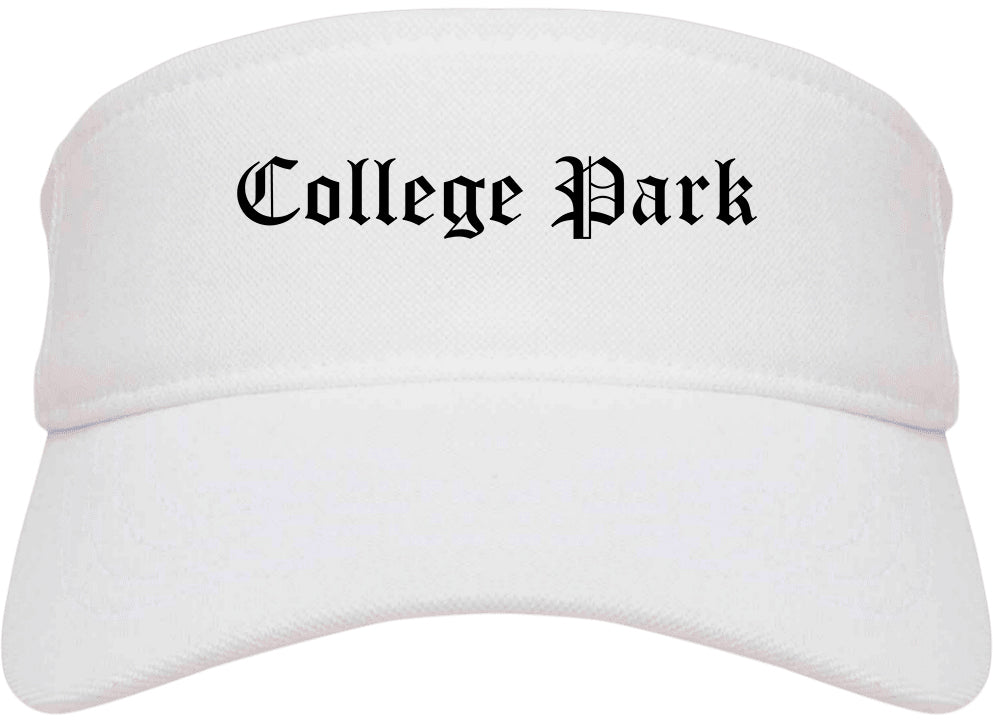 College Park Maryland MD Old English Mens Visor Cap Hat White