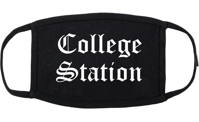 College Station Texas TX Old English Cotton Face Mask Black