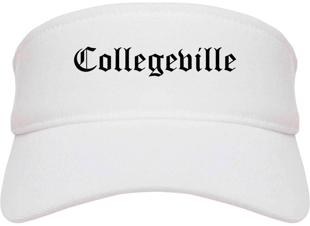 Collegeville Pennsylvania PA Old English Mens Visor Cap Hat White