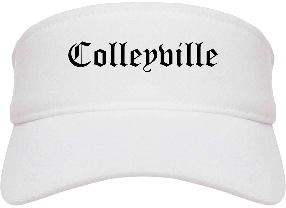Colleyville Texas TX Old English Mens Visor Cap Hat White
