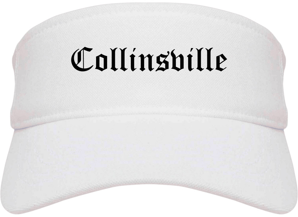 Collinsville Illinois IL Old English Mens Visor Cap Hat White