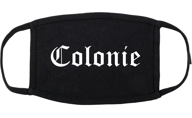 Colonie New York NY Old English Cotton Face Mask Black