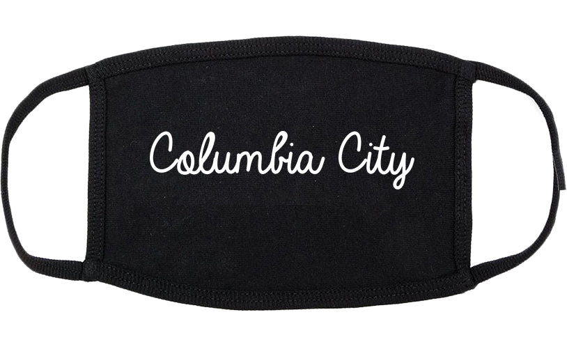 Columbia City Indiana IN Script Cotton Face Mask Black