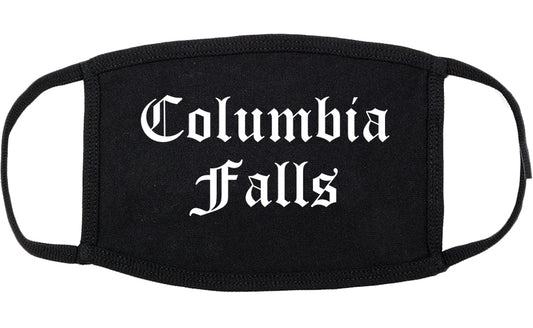Columbia Falls Montana MT Old English Cotton Face Mask Black
