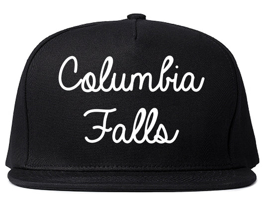 Columbia Falls Montana MT Script Mens Snapback Hat Black