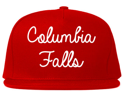 Columbia Falls Montana MT Script Mens Snapback Hat Red