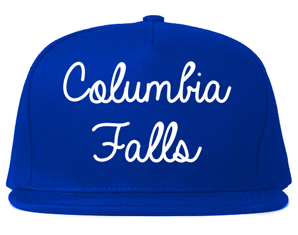 Columbia Falls Montana MT Script Mens Snapback Hat Royal Blue