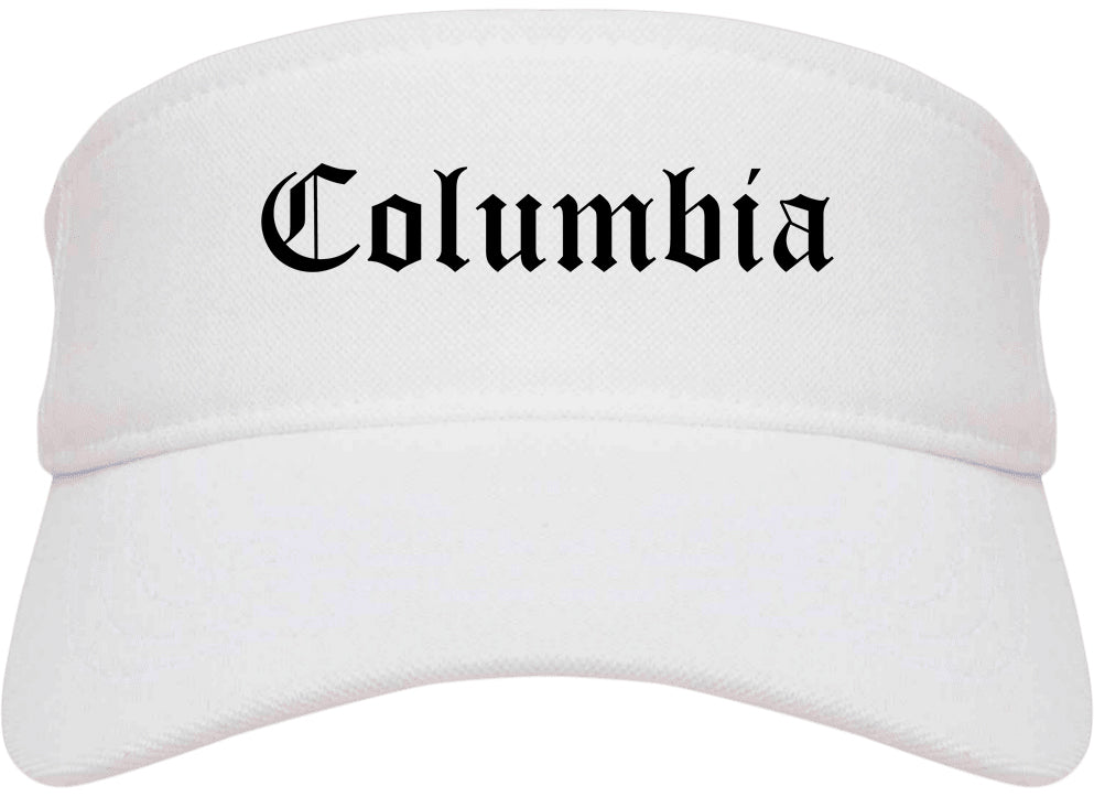 Columbia Pennsylvania PA Old English Mens Visor Cap Hat White