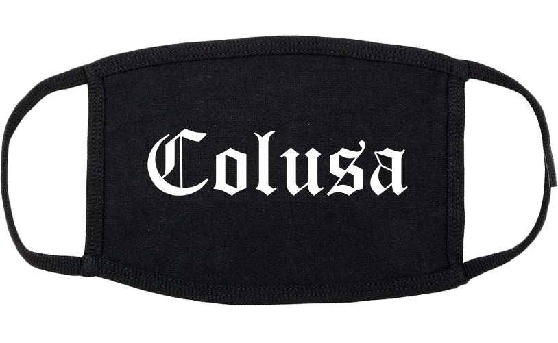 Colusa California CA Old English Cotton Face Mask Black