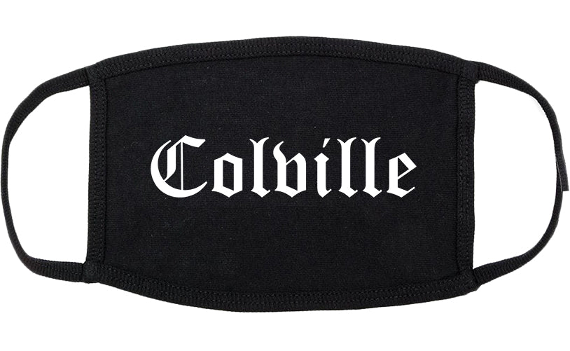 Colville Washington WA Old English Cotton Face Mask Black