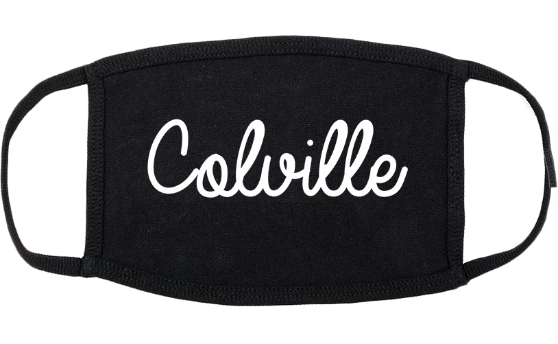 Colville Washington WA Script Cotton Face Mask Black