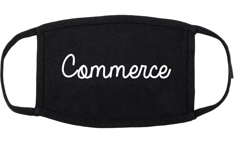 Commerce Texas TX Script Cotton Face Mask Black