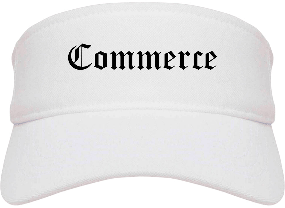 Commerce Texas TX Old English Mens Visor Cap Hat White