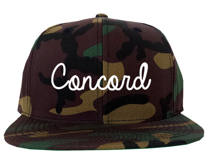 Concord New Hampshire NH Script Mens Snapback Hat Army Camo