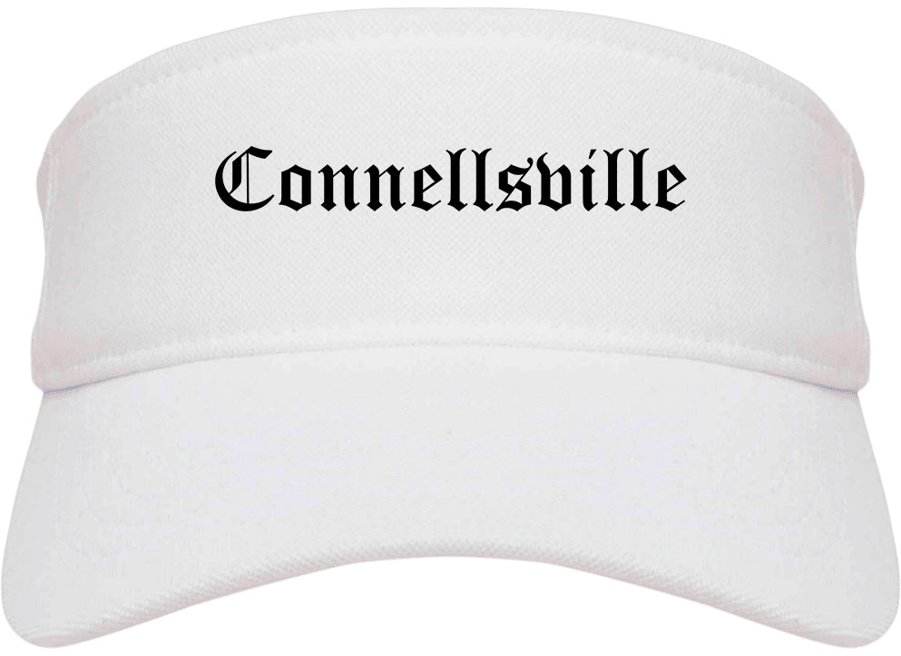 Connellsville Pennsylvania PA Old English Mens Visor Cap Hat White