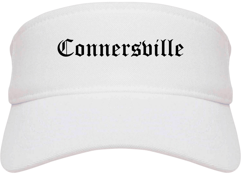 Connersville Indiana IN Old English Mens Visor Cap Hat White
