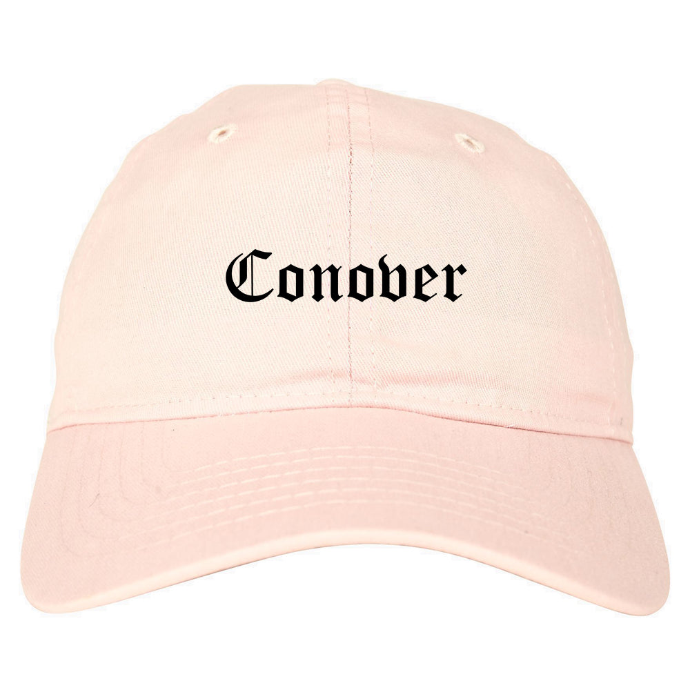 Conover North Carolina NC Old English Mens Dad Hat Baseball Cap Pink