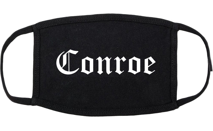 Conroe Texas TX Old English Cotton Face Mask Black