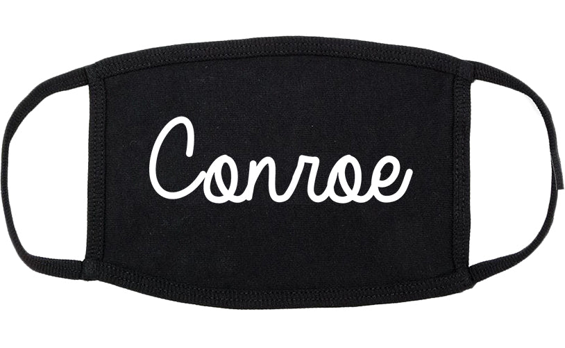 Conroe Texas TX Script Cotton Face Mask Black