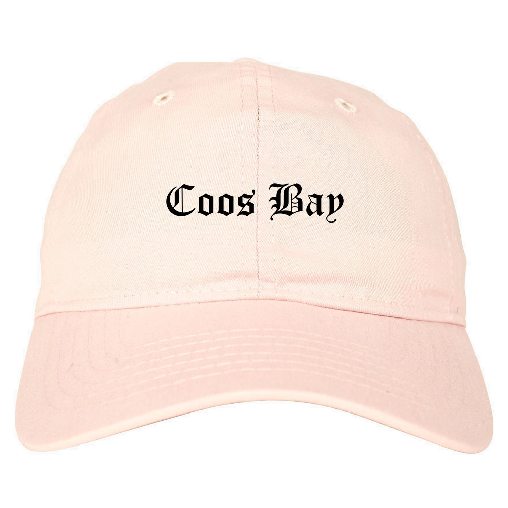 Coos Bay Oregon OR Old English Mens Dad Hat Baseball Cap Pink