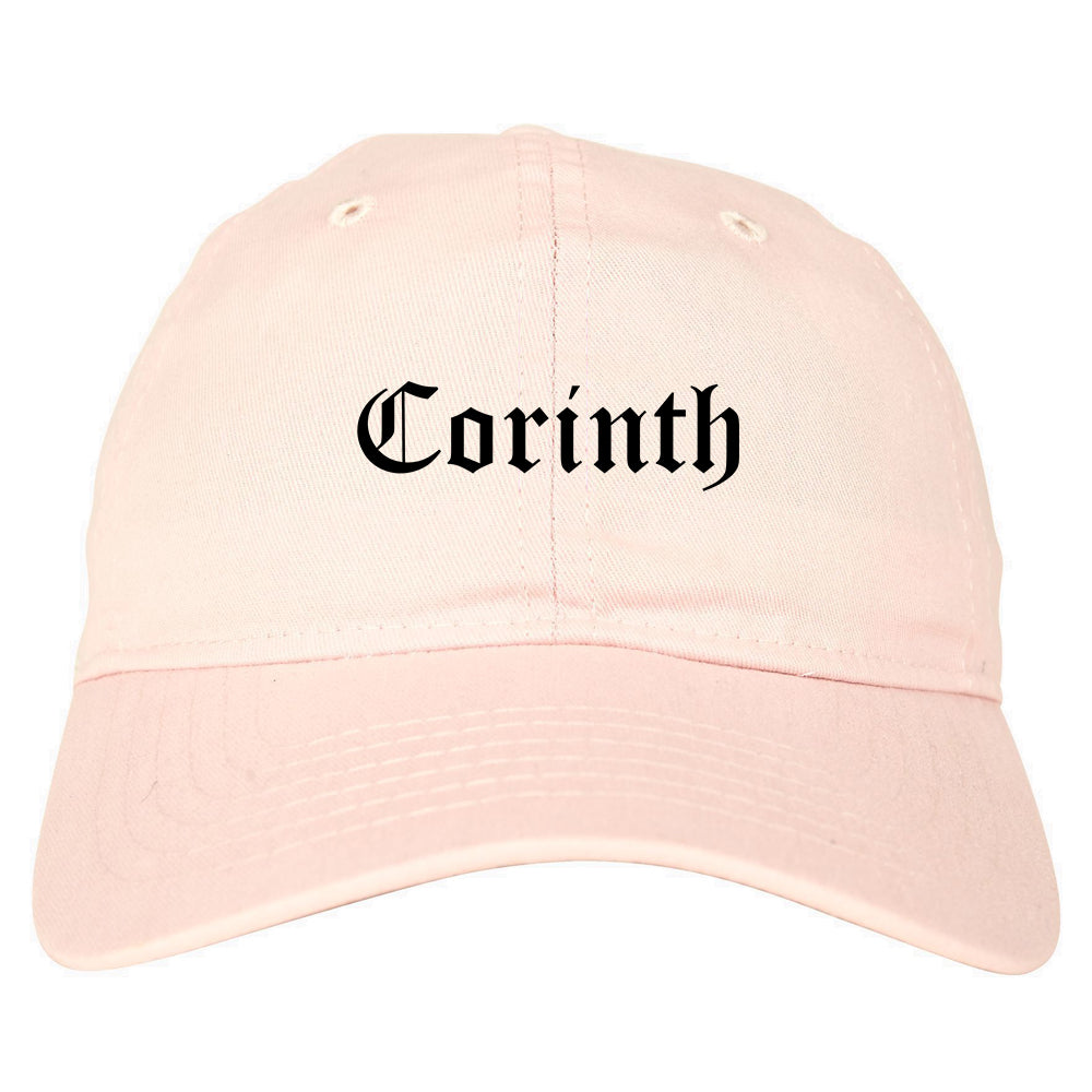 Corinth Mississippi MS Old English Mens Dad Hat Baseball Cap Pink