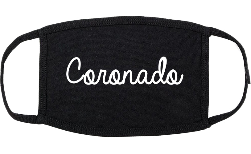 Coronado California CA Script Cotton Face Mask Black
