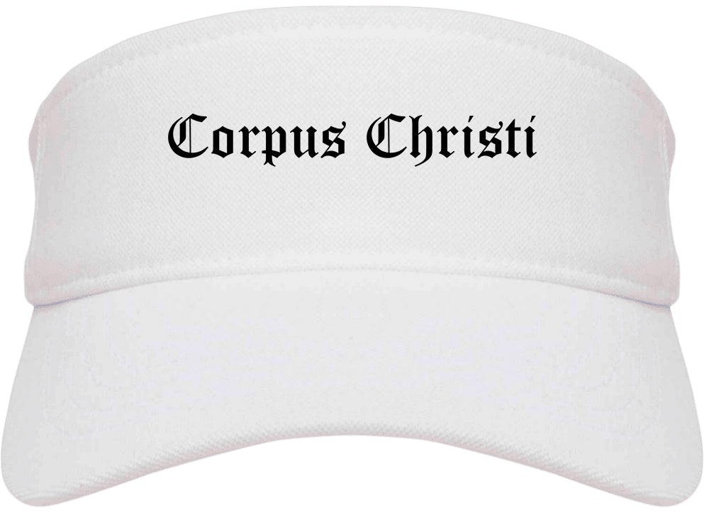 Corpus Christi Texas TX Old English Mens Visor Cap Hat White
