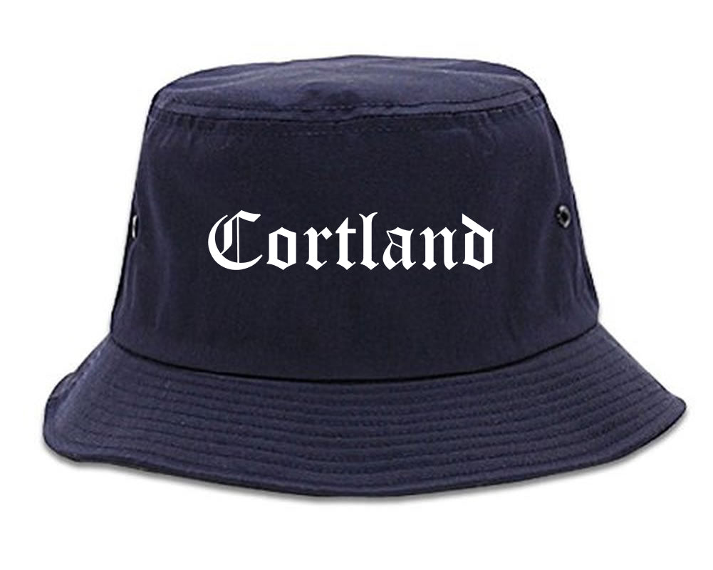Cortland Ohio OH Old English Mens Bucket Hat Navy Blue