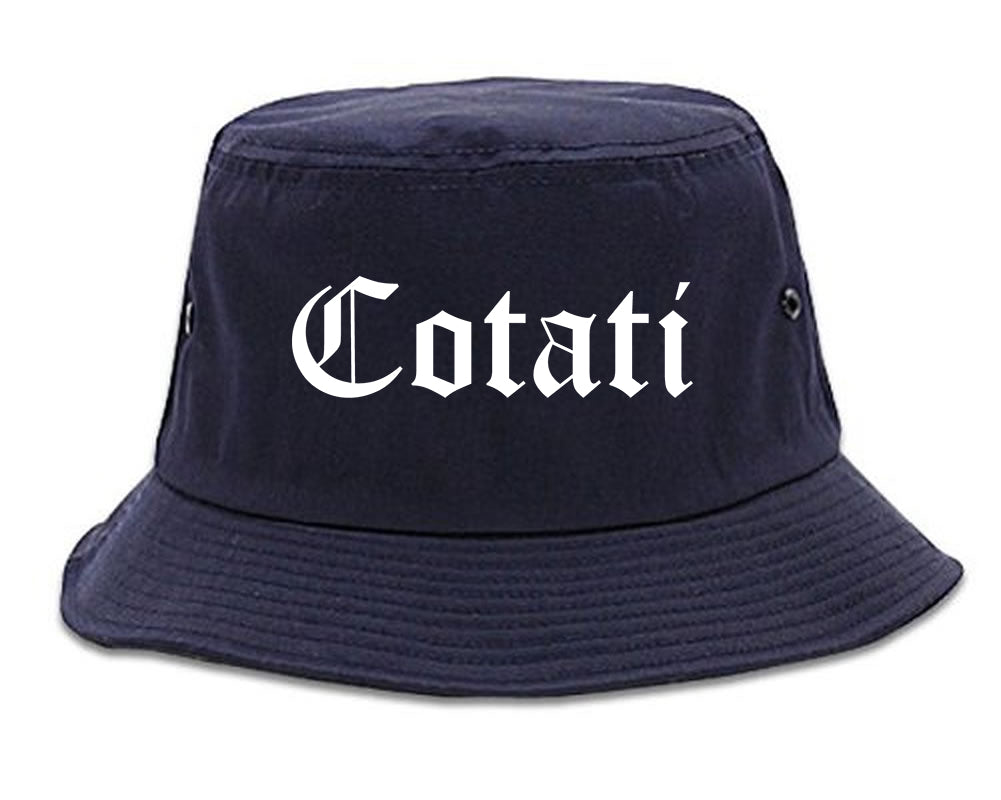 Cotati California CA Old English Mens Bucket Hat Navy Blue