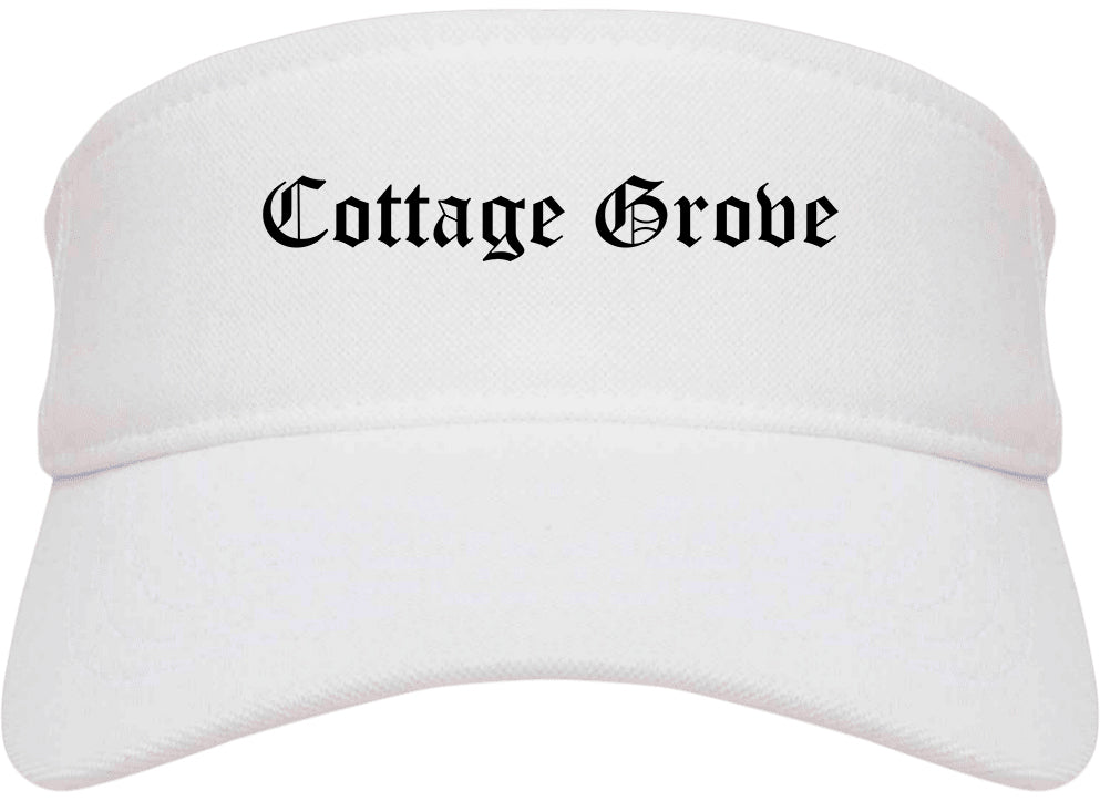 Cottage Grove Minnesota MN Old English Mens Visor Cap Hat White
