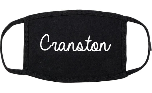 Cranston Rhode Island RI Script Cotton Face Mask Black