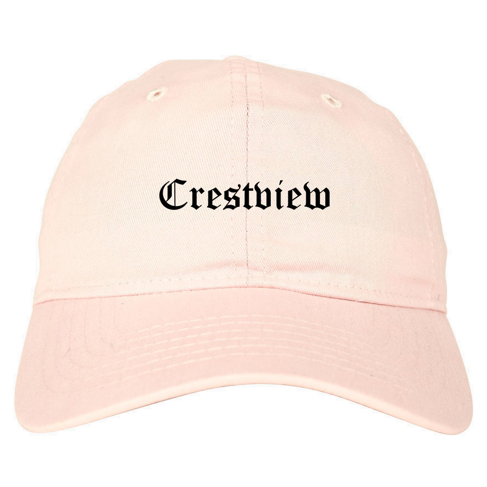 Crestview Florida FL Old English Mens Dad Hat Baseball Cap Pink