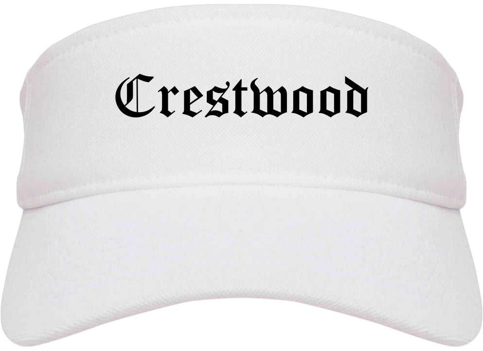 Crestwood Missouri MO Old English Mens Visor Cap Hat White