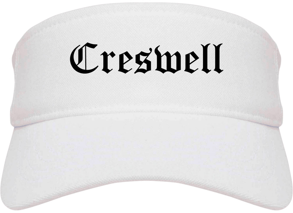 Creswell Oregon OR Old English Mens Visor Cap Hat White