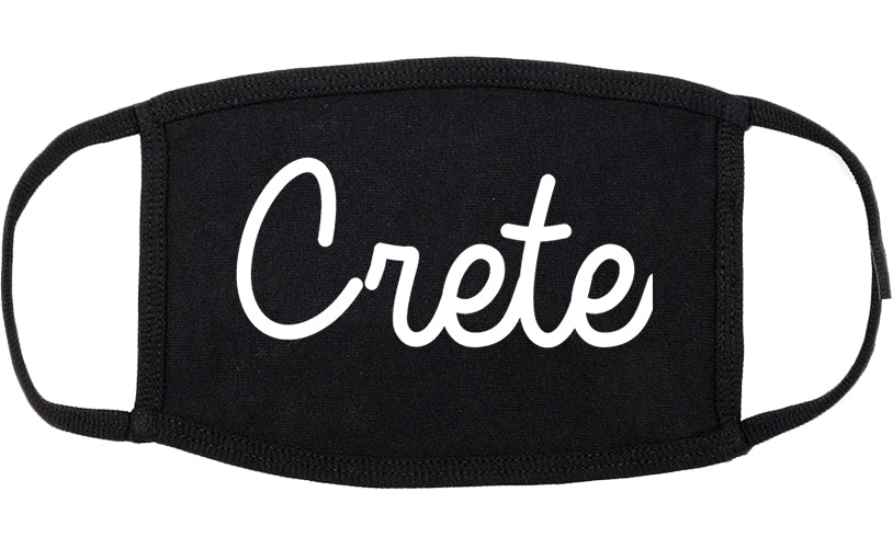 Crete Illinois IL Script Cotton Face Mask Black