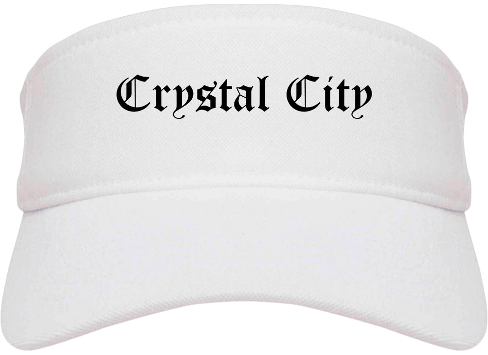 Crystal City Missouri MO Old English Mens Visor Cap Hat White