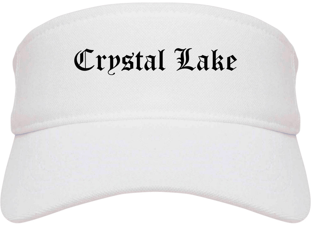 Crystal Lake Illinois IL Old English Mens Visor Cap Hat White