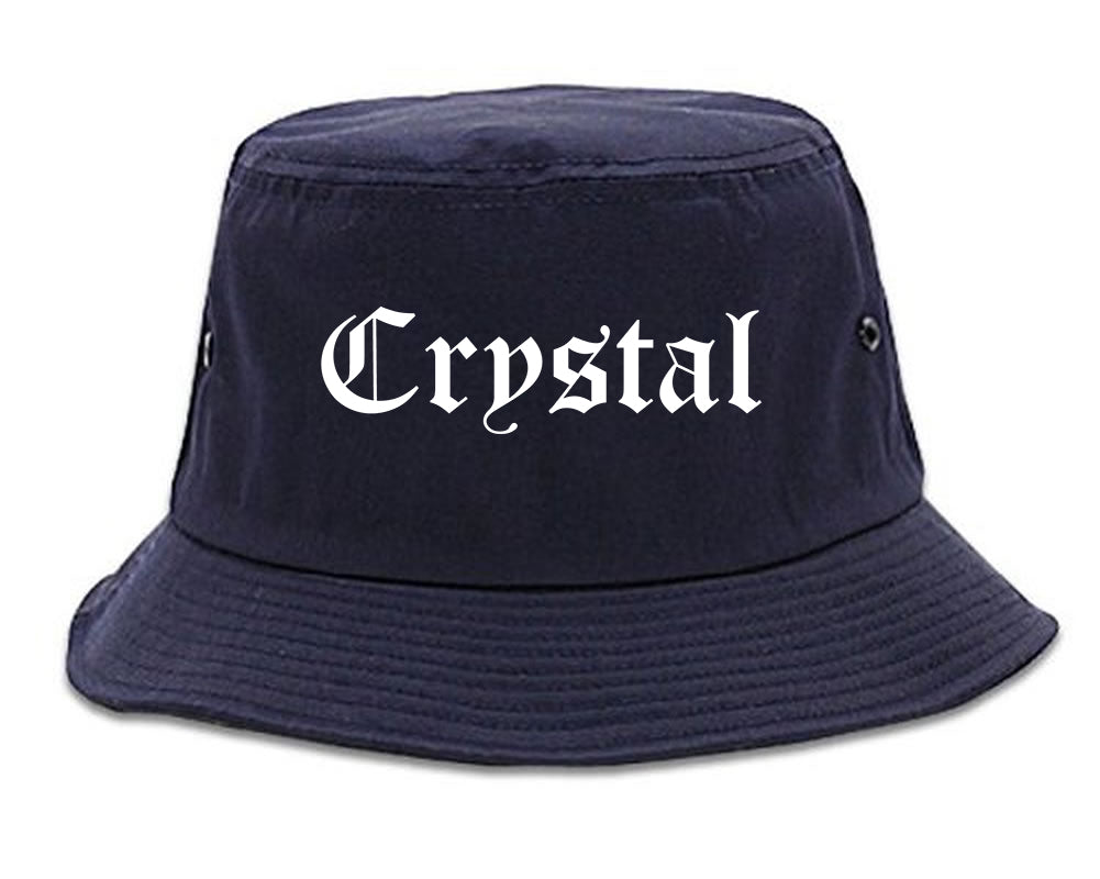 Crystal Minnesota MN Old English Mens Bucket Hat Navy Blue
