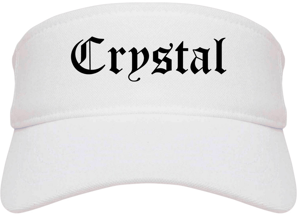 Crystal Minnesota MN Old English Mens Visor Cap Hat White