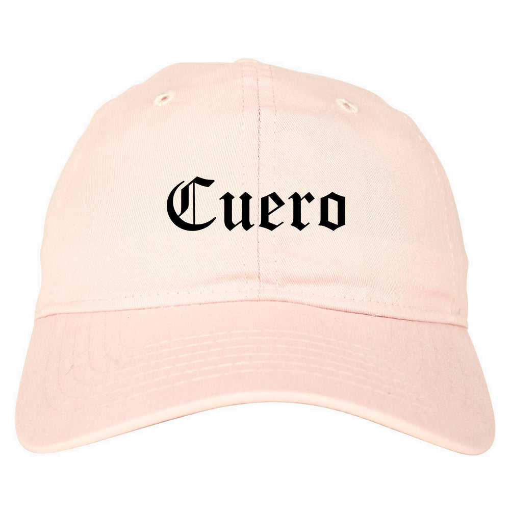 Cuero Texas TX Old English Mens Dad Hat Baseball Cap Pink