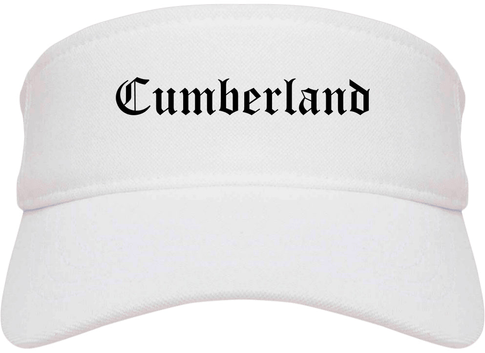 Cumberland Maryland MD Old English Mens Visor Cap Hat White