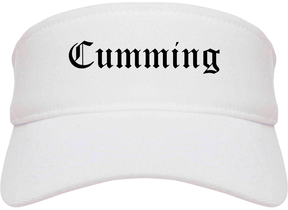 Cumming Georgia GA Old English Mens Visor Cap Hat White