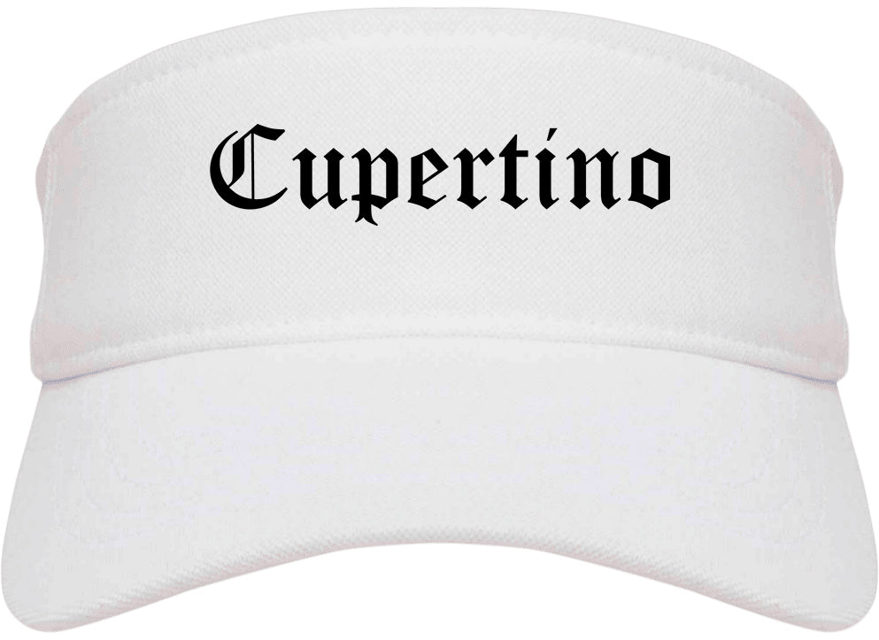 Cupertino California CA Old English Mens Visor Cap Hat White