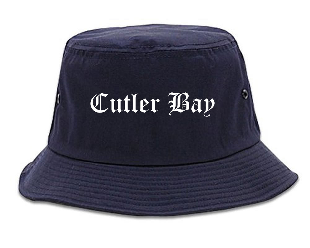 Cutler Bay Florida FL Old English Mens Bucket Hat Navy Blue