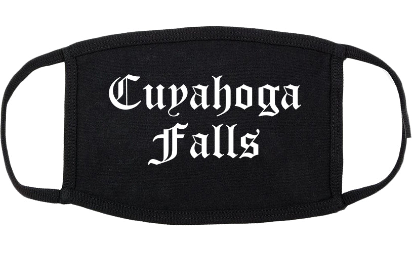 Cuyahoga Falls Ohio OH Old English Cotton Face Mask Black