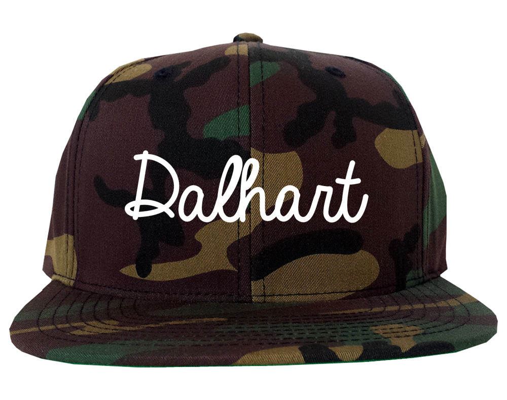 Dalhart Texas TX Script Mens Snapback Hat Army Camo