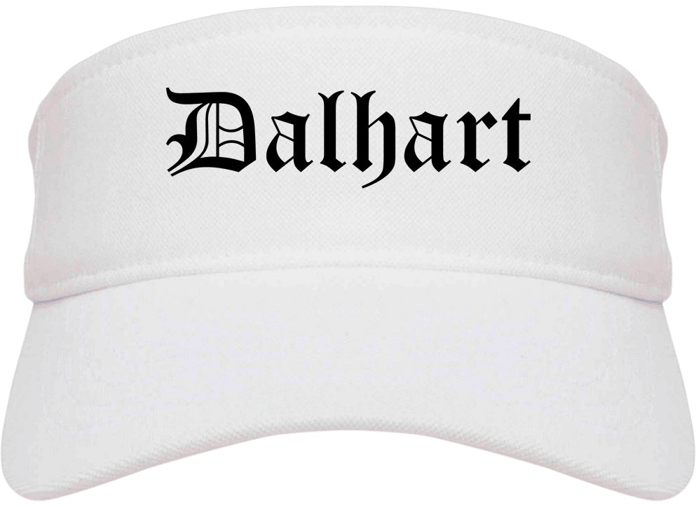 Dalhart Texas TX Old English Mens Visor Cap Hat White