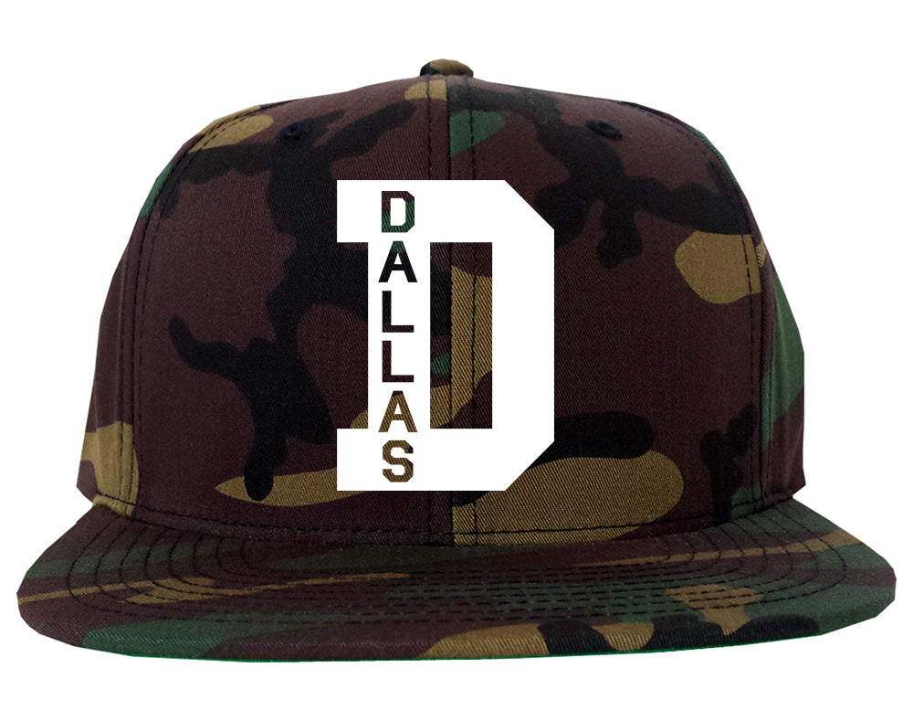 Dallas D Letter Mens Snapback Hat Camo
