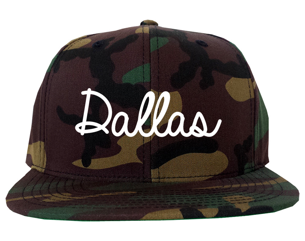 Dallas Georgia GA Script Mens Snapback Hat Army Camo